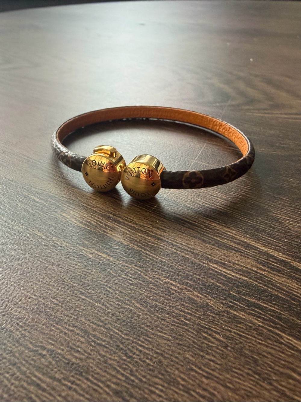 Louis Vuitton Monogram Bangle Bracelet in Brown and Gold